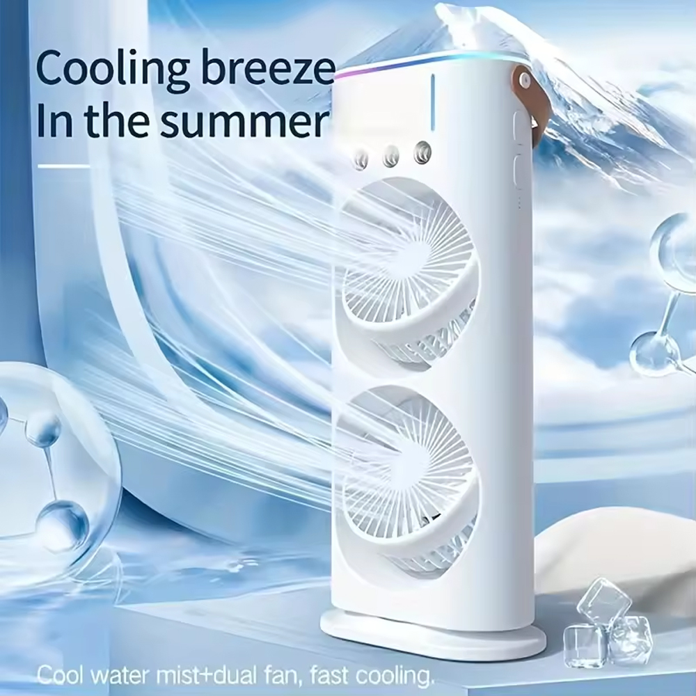 ventilador enfriador de aire al por mayor 2026, acondicionador de aire con nebulización de 7 colores y control remoto, ventilador humidificador para habitación