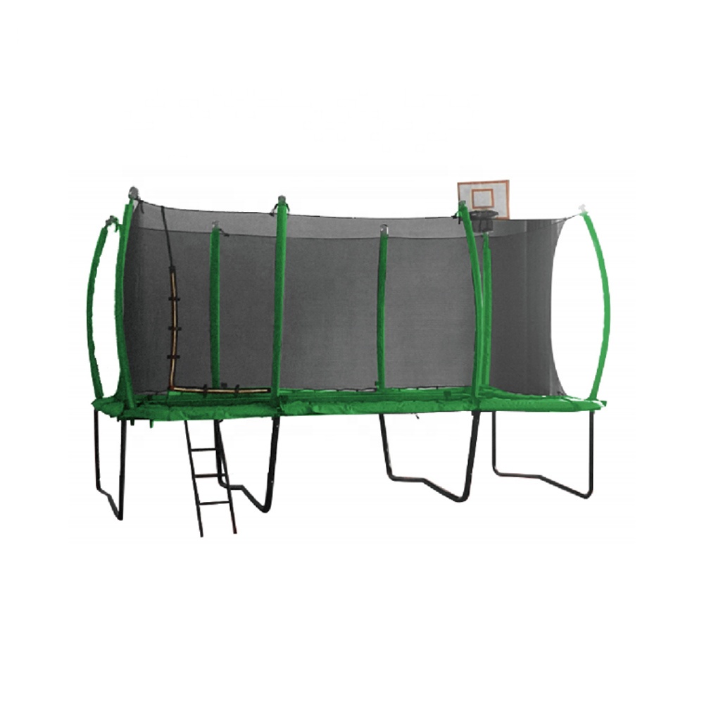 סט טרמפולינה בגודל 10' x 15' מלבן 300 פאונד עם מערכת רשת מארז