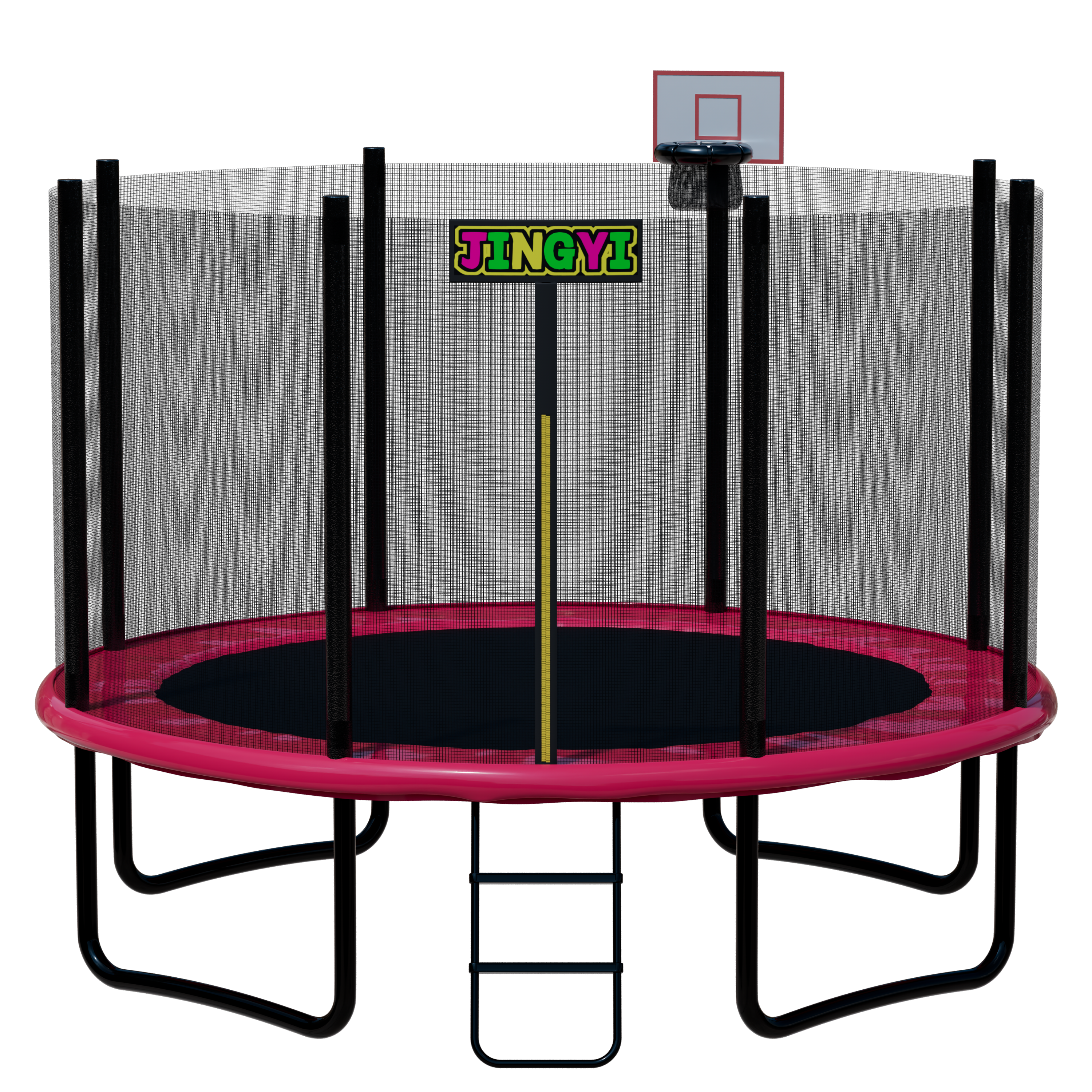 טרמפולינה Jingyi 12FT למבוגרים וילדים עם רשת מתחם, טרנפולינה בחצר חיצונית למשפחה שמחה
