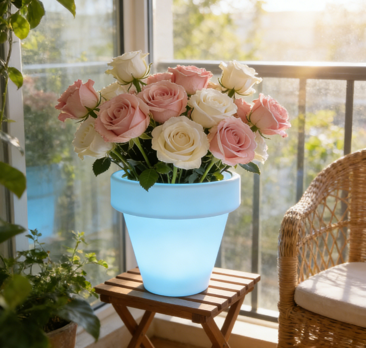 گلدان پلاستیکی سبک و قابل شارژ LED با تغییر رنگ