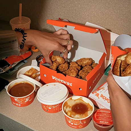 সোস কাপস সহ স্ন্যাক বক্স