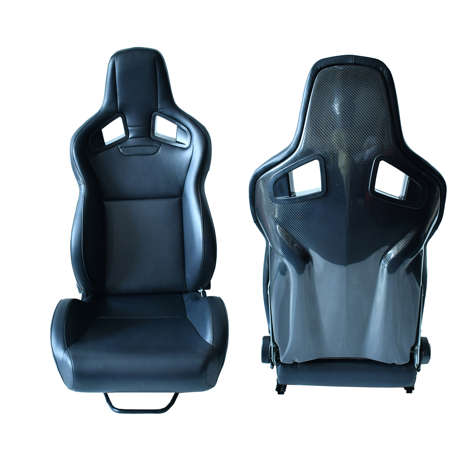TIYPEOR Modified Car Seat PVC Carbon Fiber Black Leather Racing Seat