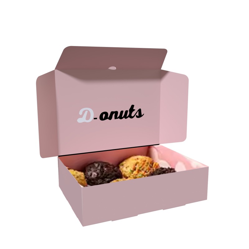Pink paper food grade biscuit pastry box luxury macaron bakery Mochi donut packaging box