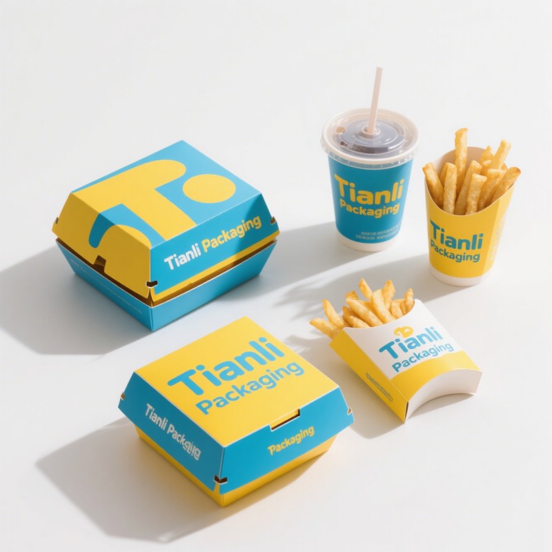 Chinese manufacturer customizes hamburger fast food box kraft paper cardboard container box disposable fast food fried chicken paper box