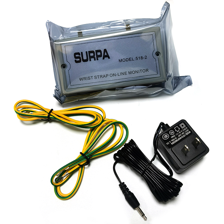 เครื่องทดสอบสายรัดข้อมือป้องกันไฟฟ้าสถิตย์ ESD SURPA 518-2 และตัวตรวจสอบแบบออนไลน์