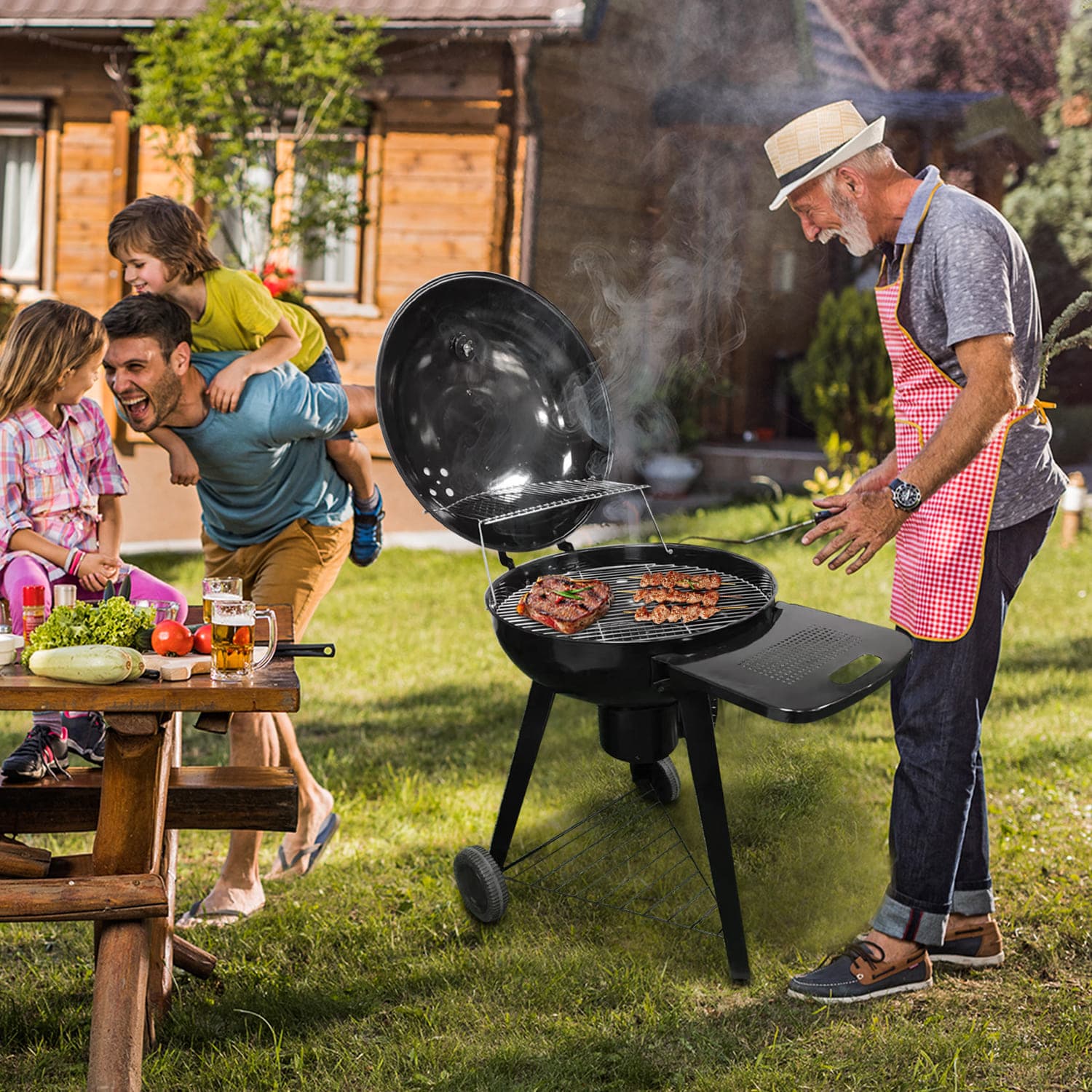 Barbecue outdoors with my family stainless outdoor grill 