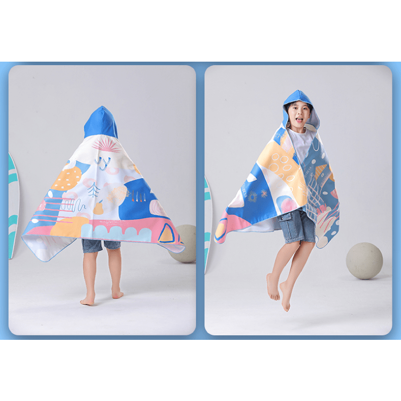 Printed Hoodie Poncho for Youth