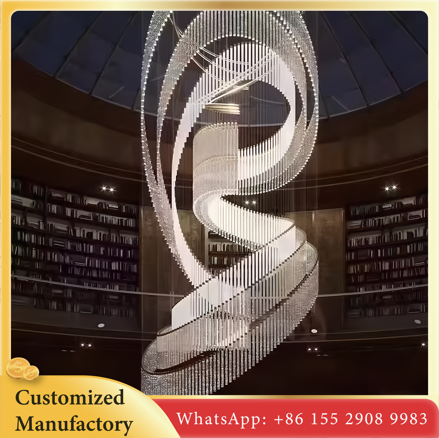 Luxury Modern Design Acrylic LED Chandelier with Custom Glass Lamp Indoor Ceiling Decoration for Hotel Lobby Villa Stair Banquet