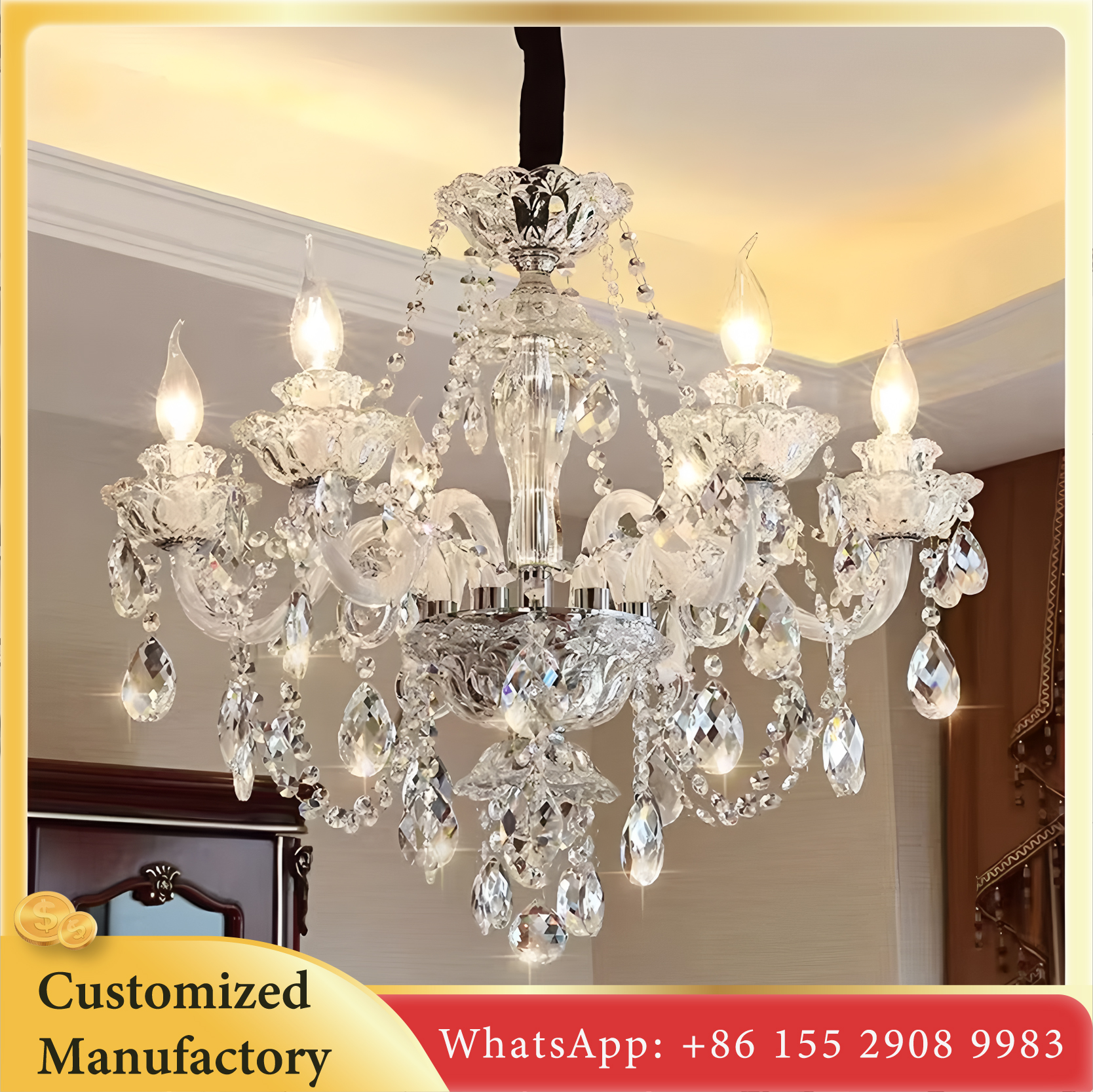 Modern Luxury Glass Crystal Chandelier for Hotel Living Dining Room Pendant Lights Hanging Ceiling Lamp for Lighting