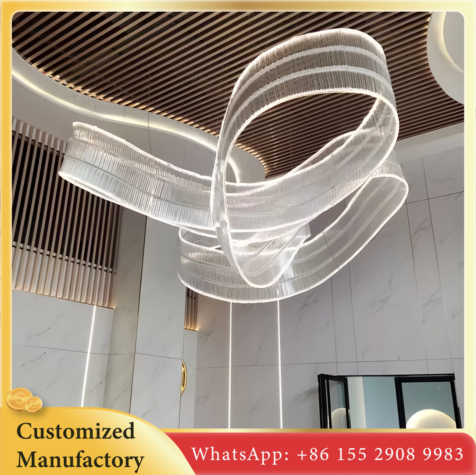 Customized Ribbon Glass Chandelier LED Lighting Retro Decor for Bars Restaurants Hotels Perfectly Personalized Pendant Lights