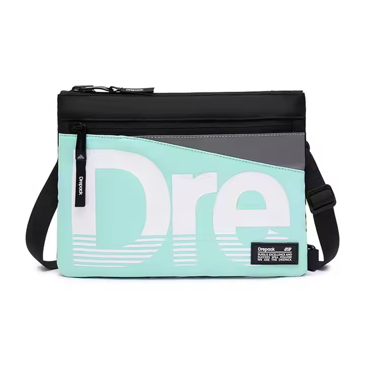 Custom logo polyester fabric trendy flat design urban streetwear fashion unisex crossbody bag