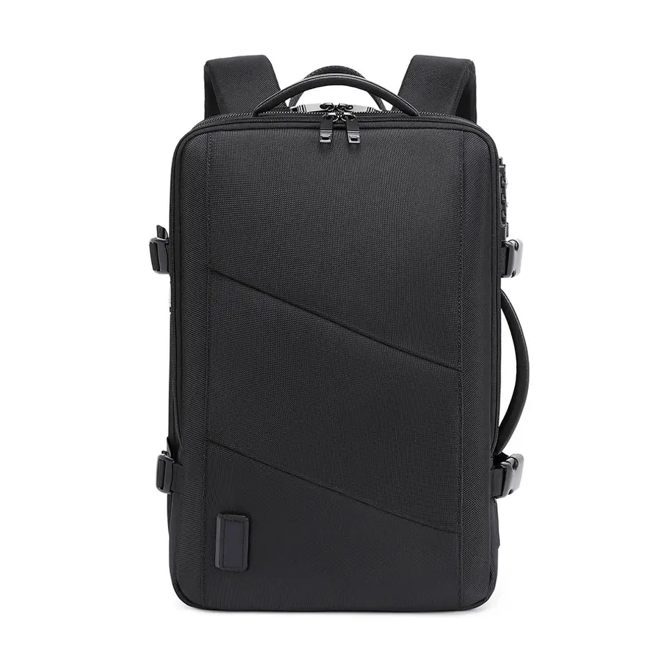 Custom Logo 27L Volume Fit 16 Inches Laptop Tsa Lock Usb Cable Water Repellent Polyester Large Capacity Men Travel Backpack