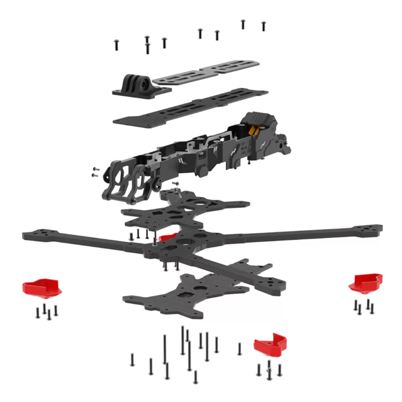 מסגרת רחפן קרbon סיבי IFlight Chimera7 Pro V2 תואמת למדחפים בגודל 7 אינץ' של O3, מפחיתה רesonנס ורטיטציה