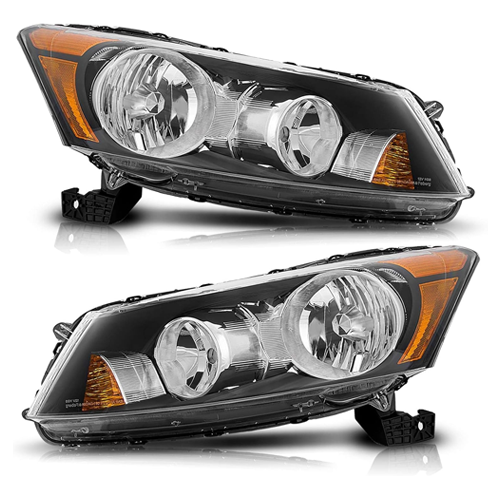 헤דלייט כולל, חלופה ל-Honda Accord 2008-2012, גוף שחור, רפלקטור כתום, עדשה שקופה