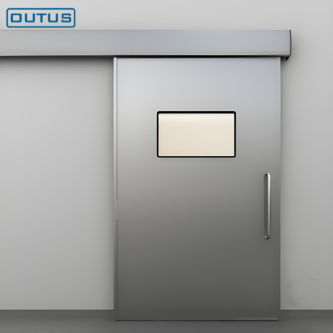 Puerta corredera hermética hospitalaria OUTUS | Acero antibacteriano, certificada CE para quirófanos y salas de pacientes