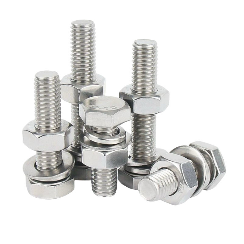 Distribuzione Diretta dall'azienda di Viti Esagonali in Acciaio Inox 304 con Dadi DIN933 M3 M6 M10 20mm Finitura Naturale Testa Esagonale