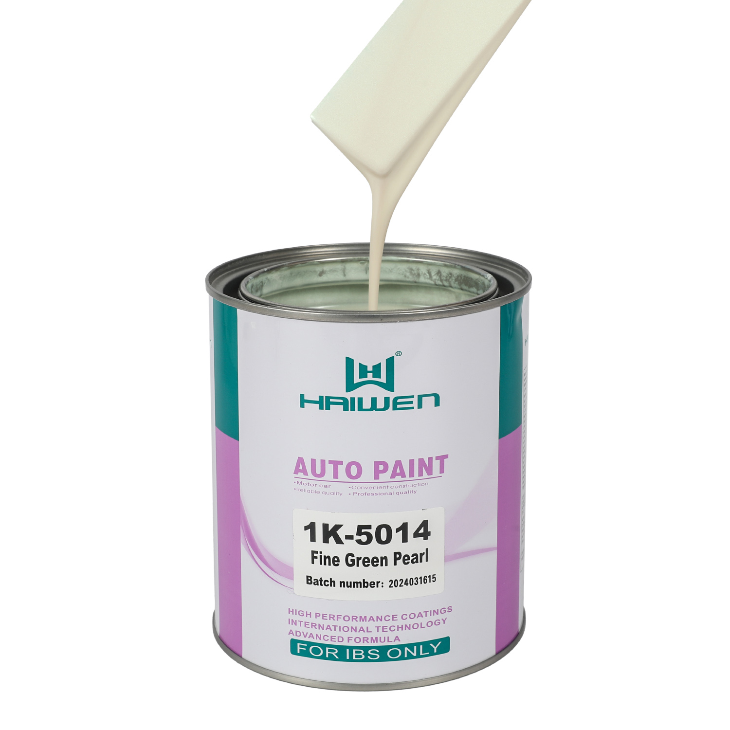 HAIWEN 1K-5014 Fine Green Pearl צבע פארל 1K – ירוק דק ושקוף לסיום מחדש של רכב ותבנית צבעים