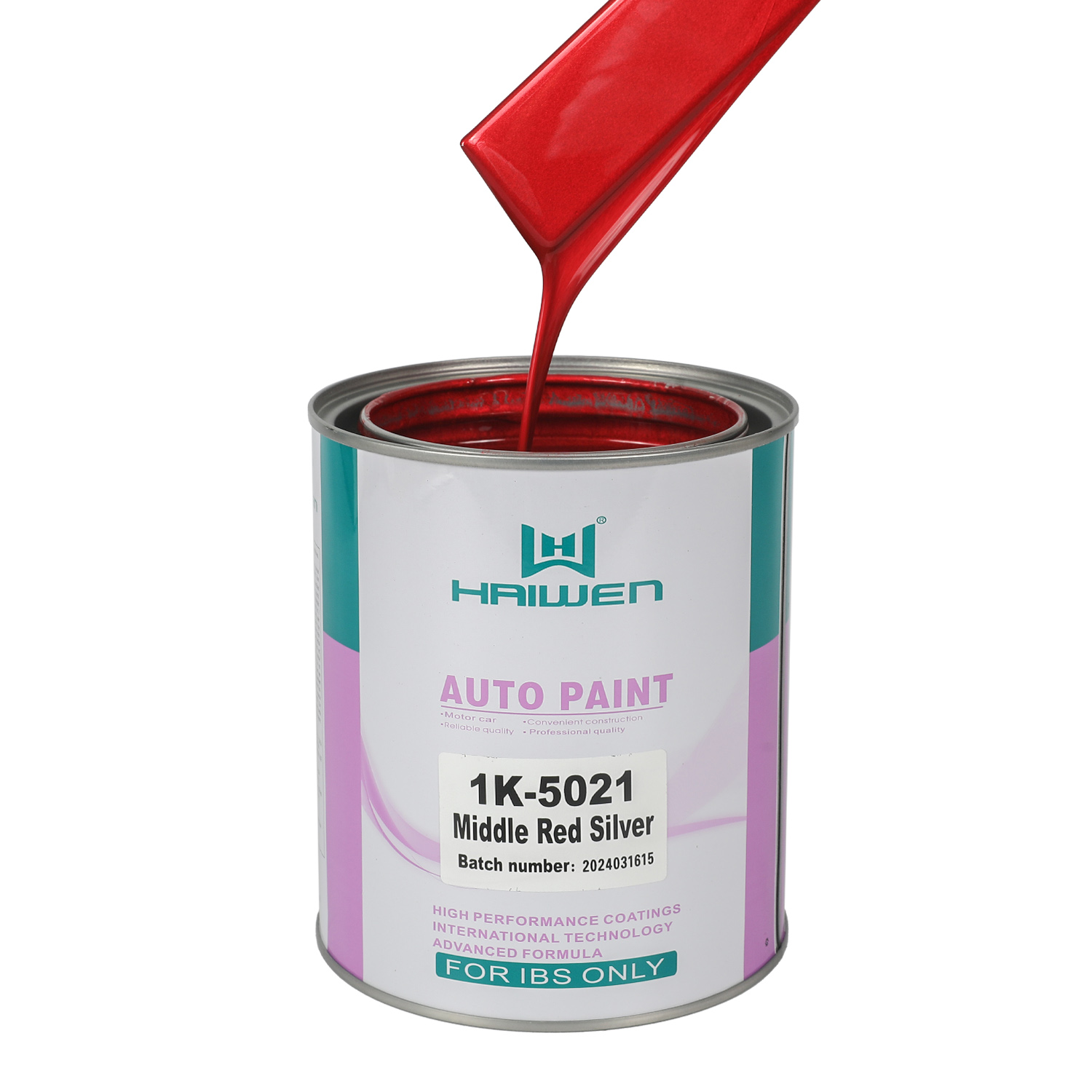 צבע פנינה HAIWEN 1K-5021 אדום אמצעי כסף 1K – אדום אמצעי כסף עם בהירות גבוהה לרענון צבעי רכב וערבוב צבעים