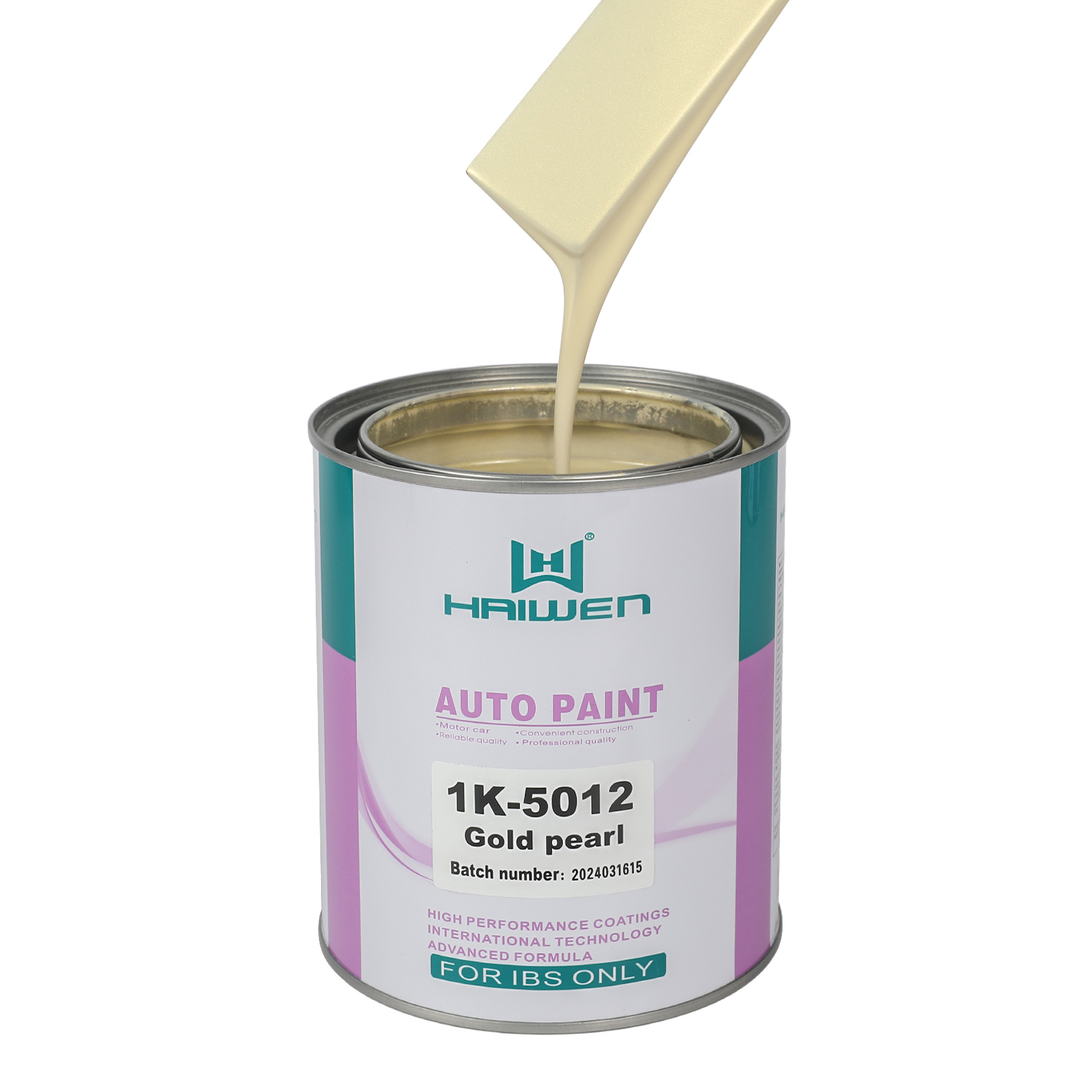 HAIWEN 1K-5012 Gold Pearl צבע פנינה 1K – חזית זהב עם צד צהוב בהיר, ש투ף לפנים רכב ותערובת צבעים