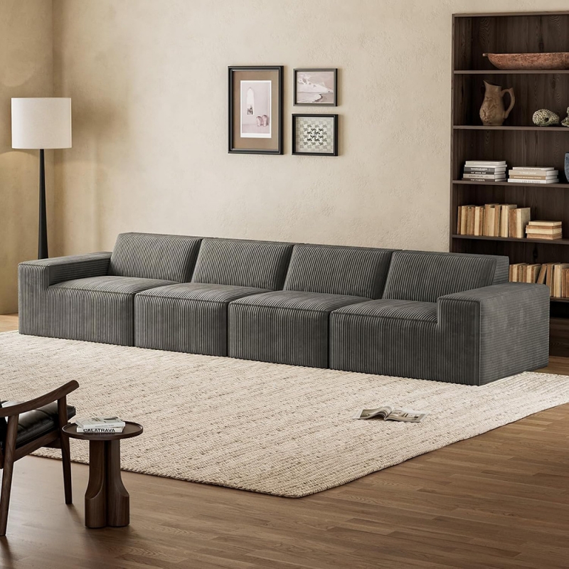 4-Sitzer-Luxus-Cord großes Cloud-modernes modulares Sectional-Sofa-Set im Karton