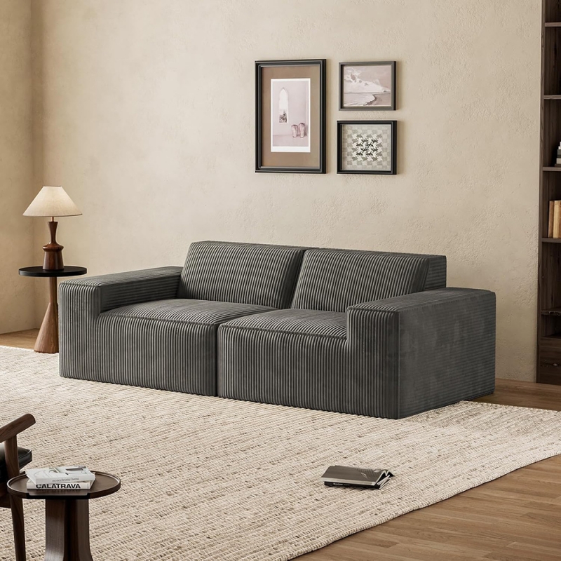 2-Sitzer-Cord-Memoryschaum-Sofa im Karton
