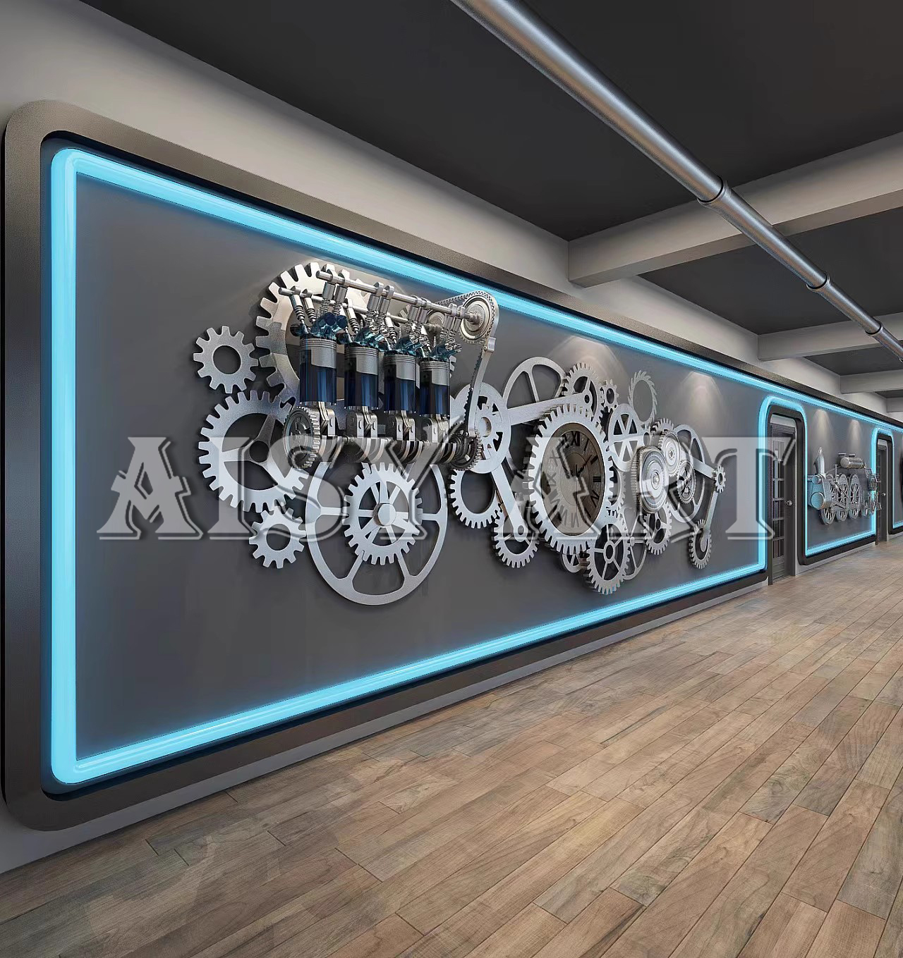Gear LED Metal Wall Art