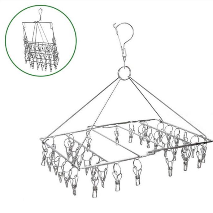 Umeraș pliant din oțel inoxidabil, rezistent la vânt, cu clema