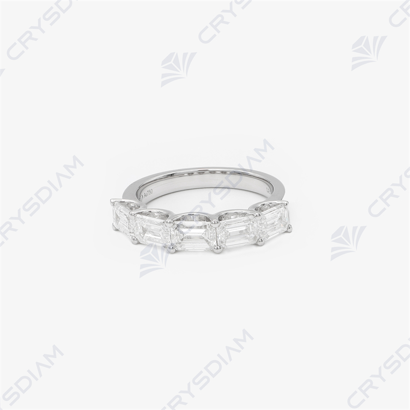 Cincin setengah abadi berbentuk zamrud, TW2.25ct, 18KW