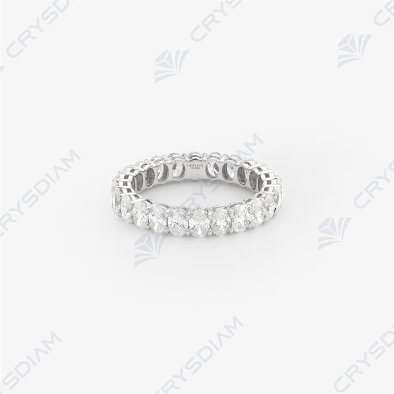 Cincin setengah abadi berbentuk oval, TW2.70ct, 18KW