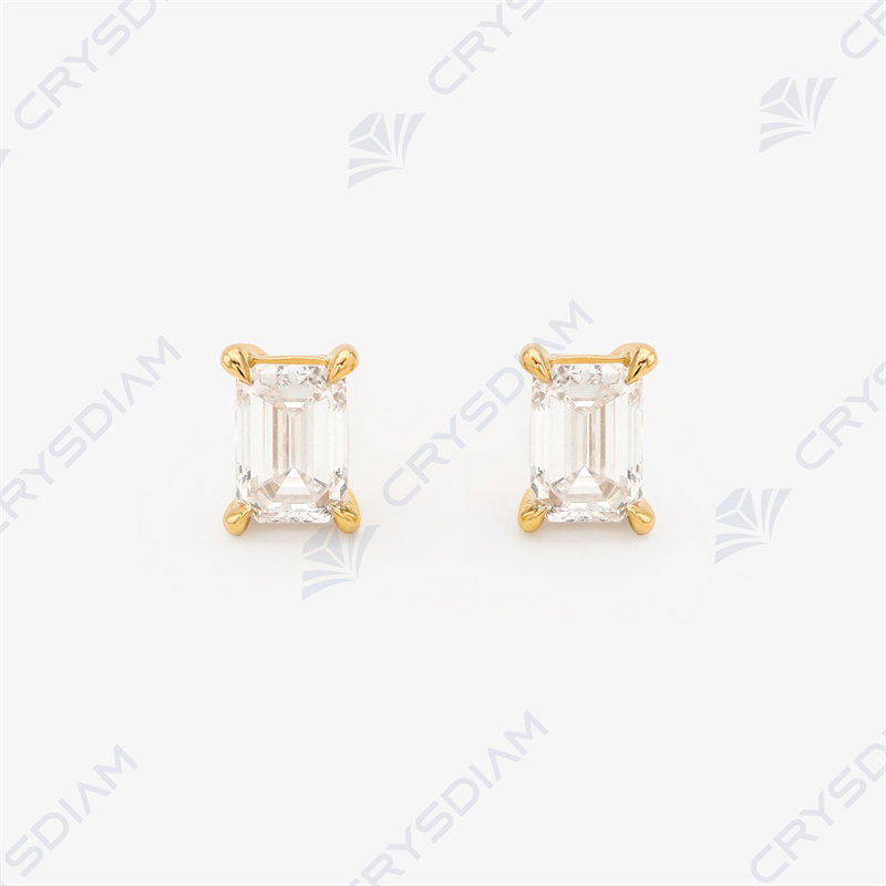 خاتم أذن مفردة على شكل زمرد، TW0.84ct، 18KY