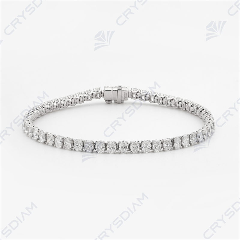 Oval shape tennis bracelet, TW6.05ct, 18KW