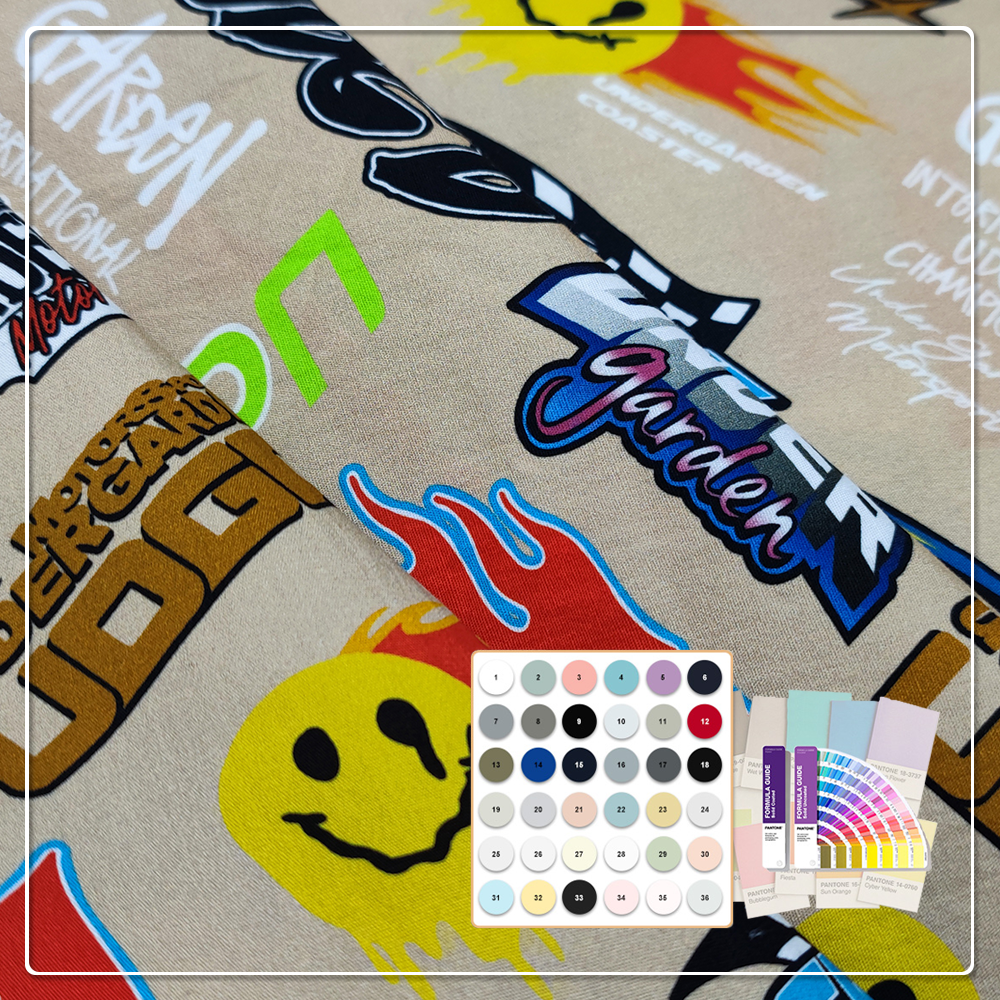 Oeko-Certified 120gsm 100% Cotton Poplin - Vivid Crisp Reactive Print for Kids' Wear & Tablecloths