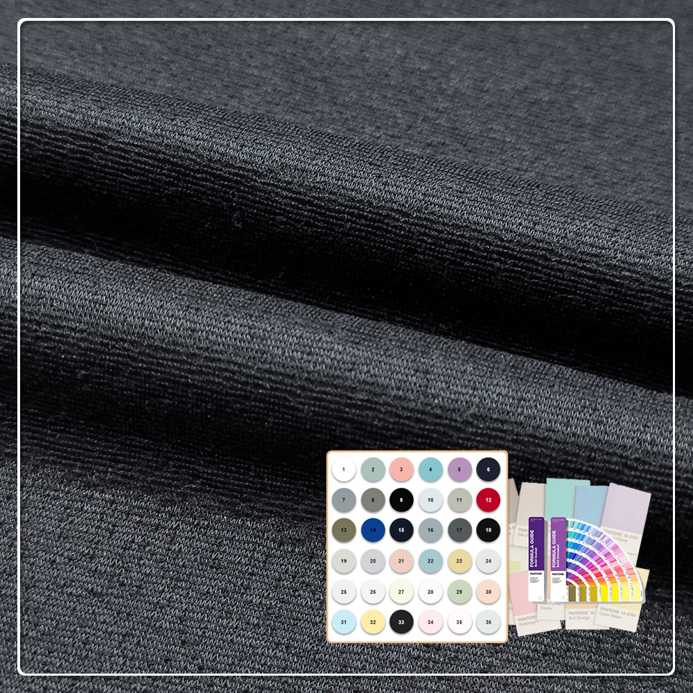 Excellent shape retention and wrinkle resistance. 280gsm 95% Polyester 5% Spandex fabric.