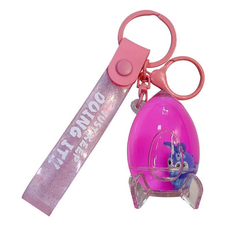 Sladký kvapalný pískový visiaci raketový akrylový kľúčový reťazok na auto