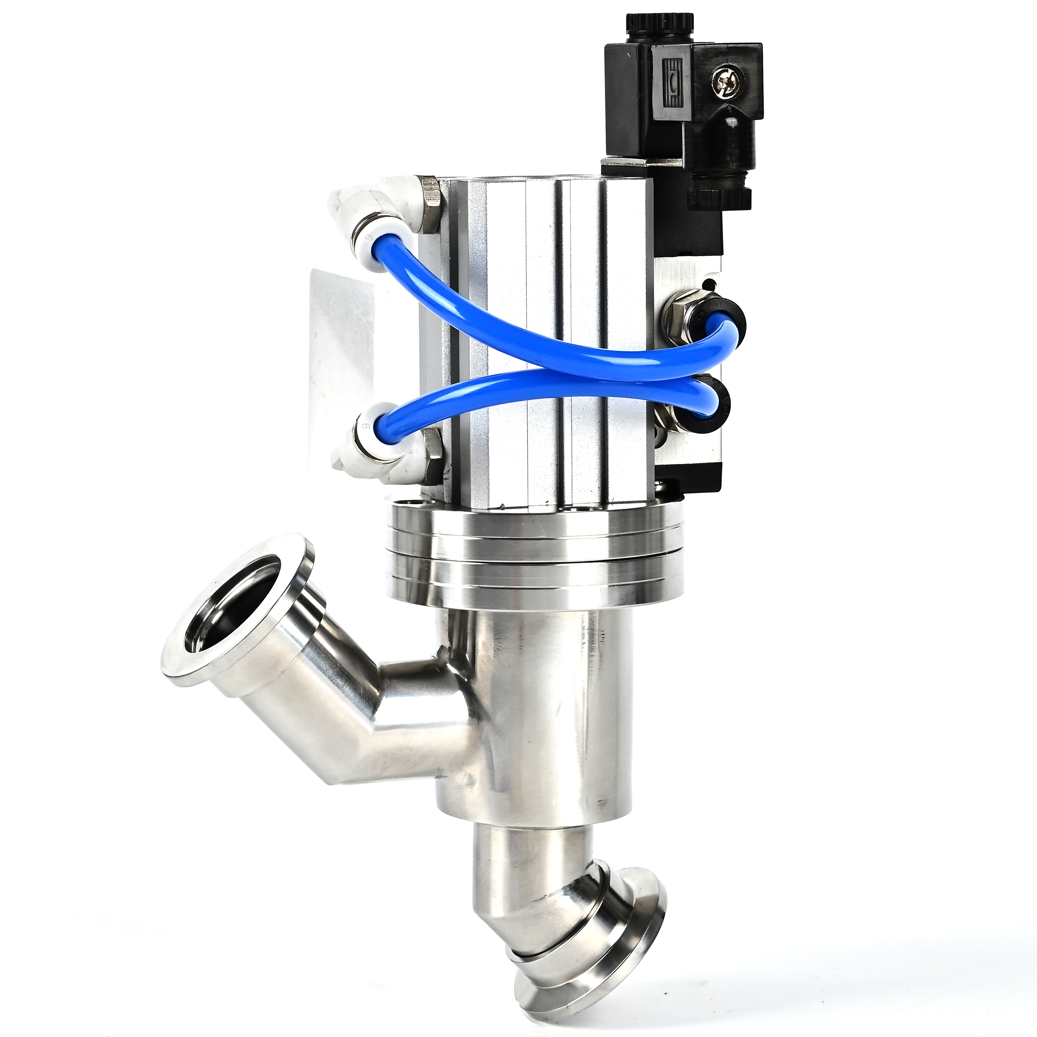 Katup Sudut Tipe Y Pneumatik dengan Bellow Flanged KF16-50/NW16-50 SS304 SS316L Katup Baja Tahan Karat Segel Vakum