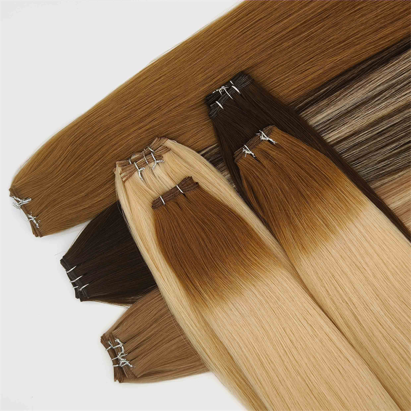 Ardfheistíocht Remy Genius Weft Hair Extensions Díreach Nádúrtha in Gach Dathach Ghlúine Dhéanta Dhearcáin Bholgtha