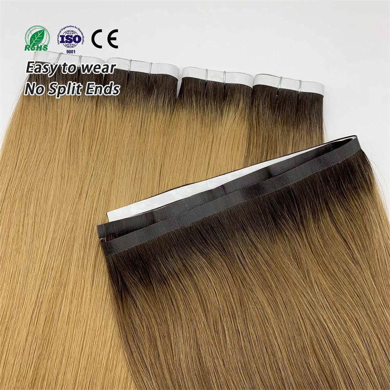Nytt Produkt 100% Européiskt Obehandlat Mänskligt Hårförslag Långt Tapeskaft Cuticle Anpassat Dubbel Draget Naturligt Hår