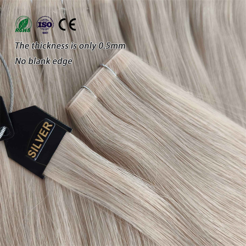 Eurooppalainen näkymätön annos nauhalaajennus oikea Remy-ihmisestä peräisin olevat hiukset Genius-nauhalaajennukset nauhainsinä hiuslaajennuksina harmaat hiukset myyjät