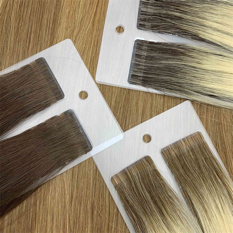 Grossisti Virgin Cuticle Aligned Double Drawn Semi Inviżibbli Tape in Estensjonijiet tat-Tarf Seamless Naturali Tarf Nies Estensjoni