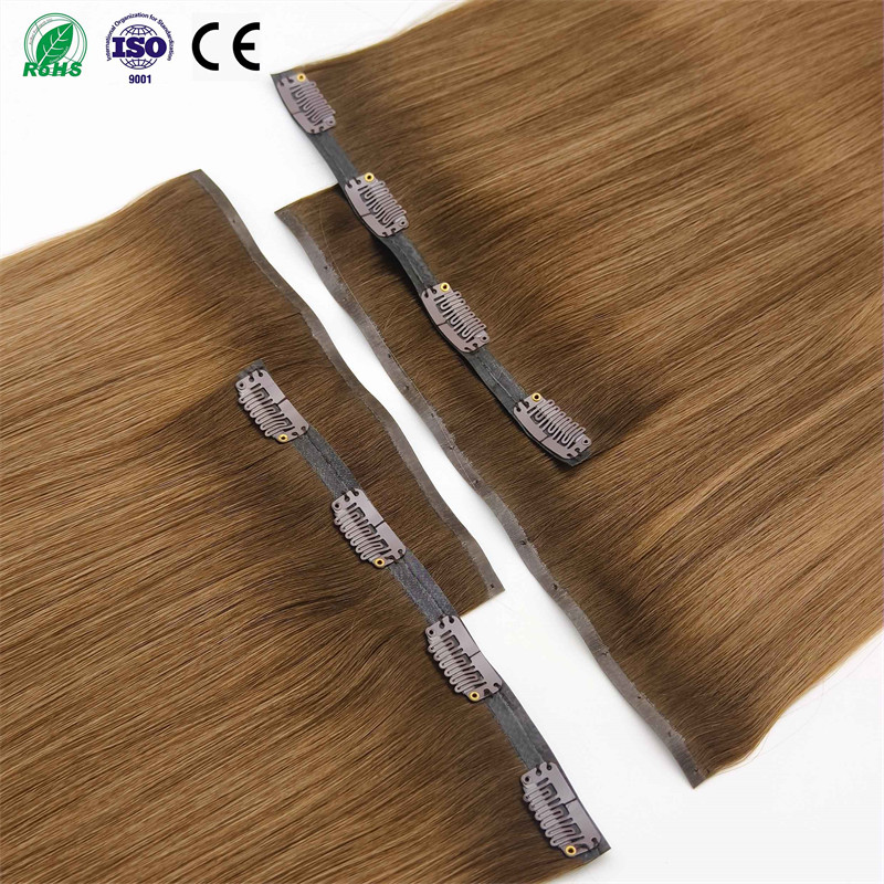 Fasimei PU hårökning med klämma, engrospris, skivat hår i samma riktning, sömlösa hårökningar med klämma