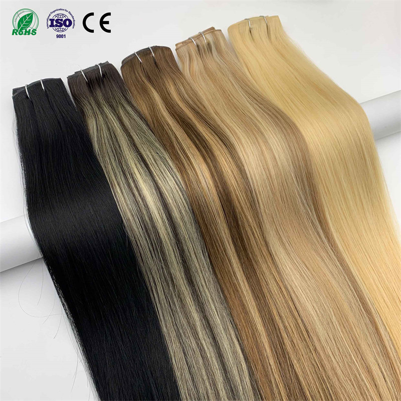 Kuumaa myyntiä 100 % Neitsytyyppiset Ihmisen Hiukset Jäljitokset Kaksinkertainen Vedettävä Vaalea Väri Tukku Näkymätön Saumaton Liitännäinen Hiustenjatkeet