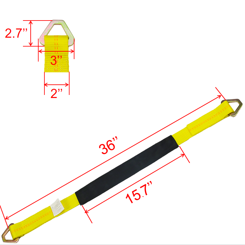 ремית צהובה בגודל 2 אינץ' לאכסי רכב עם טבעת D