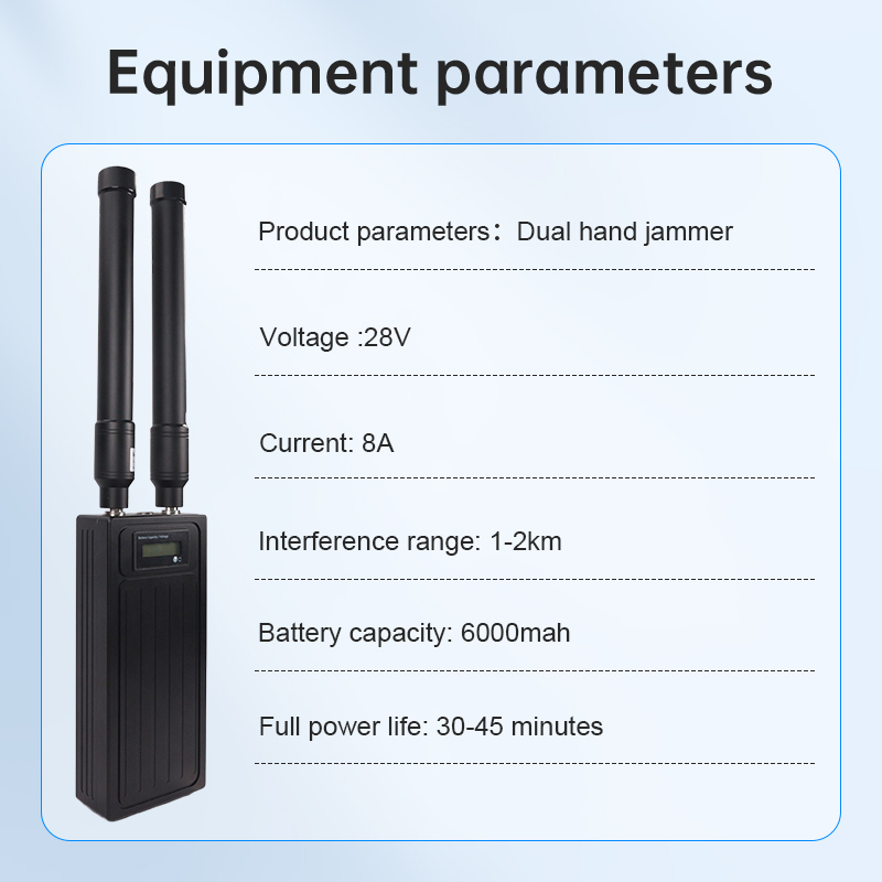 Dual high-power drone signal jammer with 2-kilometer ultra long range shielding and 6000mAh long-lasting portable countermeasure device
