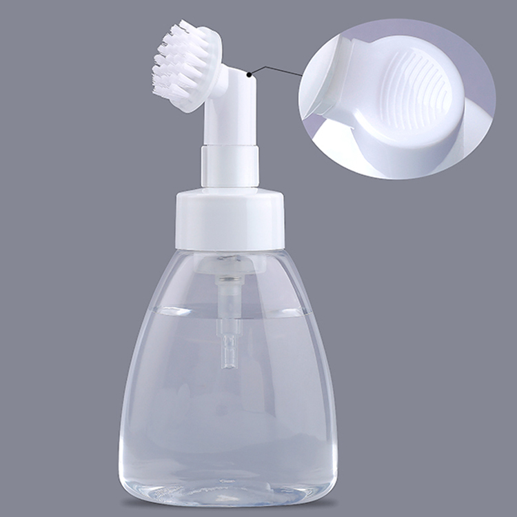 L5921A 100 ml 150 ml Luksus Tom PET Kropshår Sko Rengøringsmiddel Skumdispenser Gennemsigtig Hvid Renholdningspumpeflaske med Plastikbørste