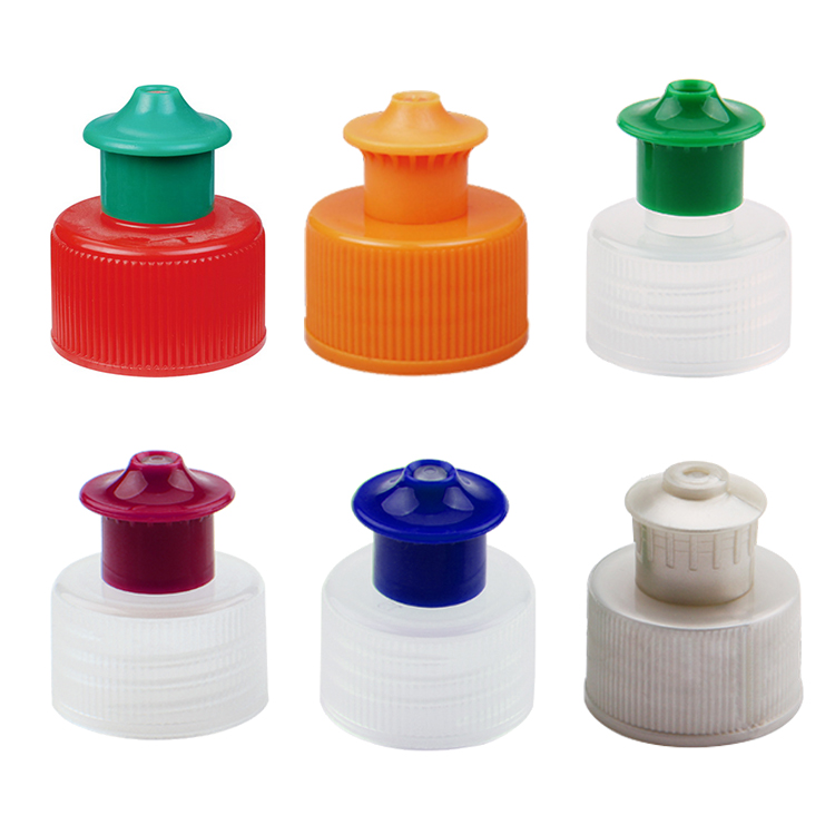 C9030 Fabrik engros vandskruelåg 24 mm 28 mm 24/410 28/410 plast PET flaske tryk-træk låg, træk-tryk flaskelåg