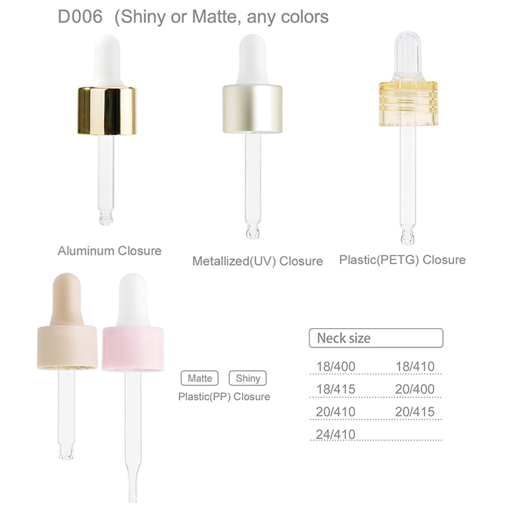 D006 Engros kosmetisk glasdropsflaske til essentielle olier med gummidropper til personlig pleje og hudpleje
