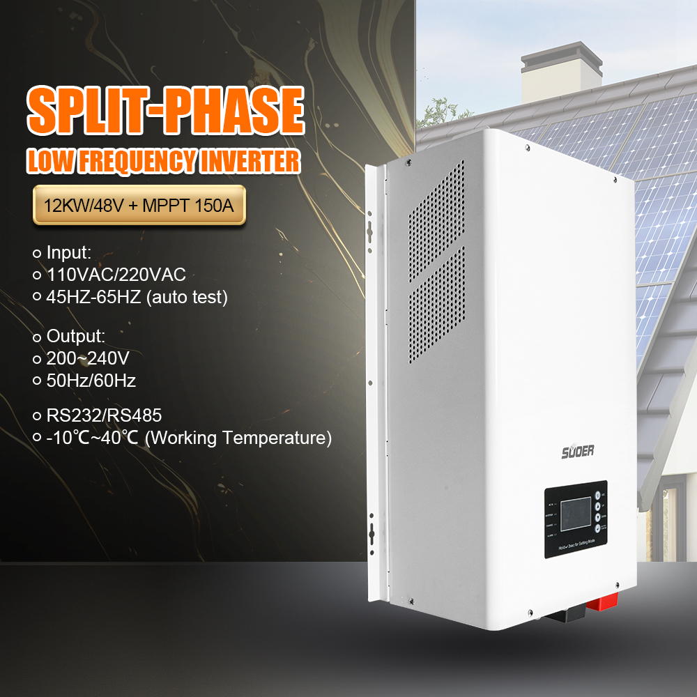 SP12KW-48V 12000W Reiner Sinuswellen-Hybrid-Solarwechselrichter 48V netzunabhängig mit LED-Anzeige 50/60Hz Niederfrequenz-Split-Phase-Einzelphasenausgang 240Vac