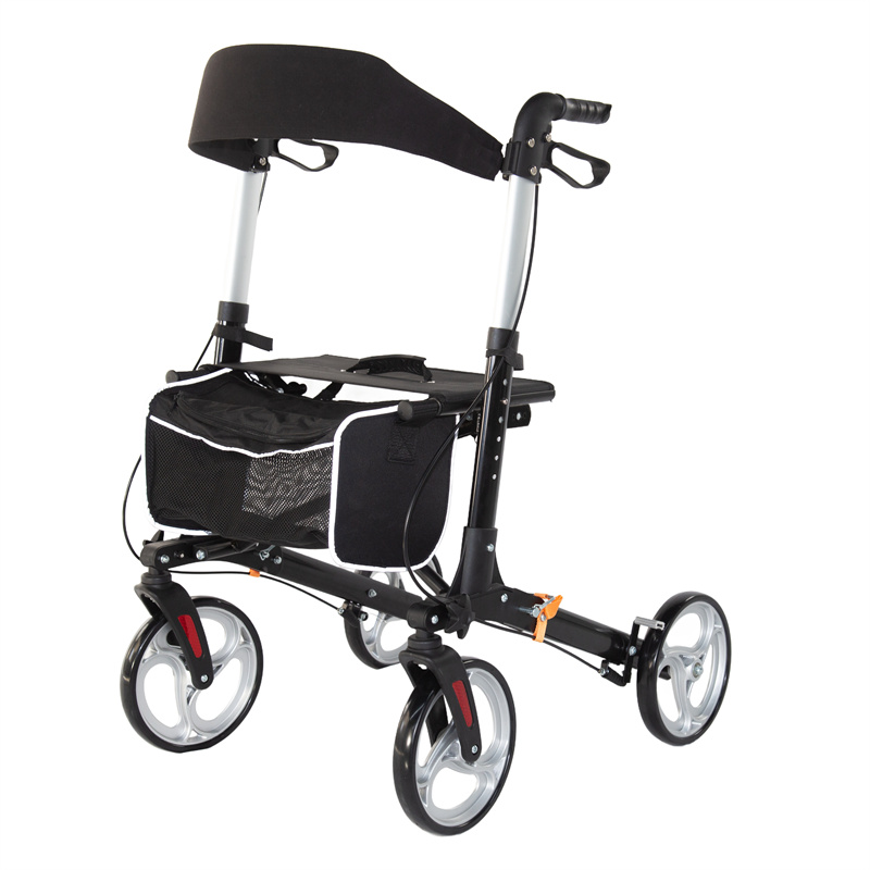 Doppelt klappbares Design, stabiler Aluminium-Rollator, 120 kg Traglast, kompakt faltbar – RZ-RA200