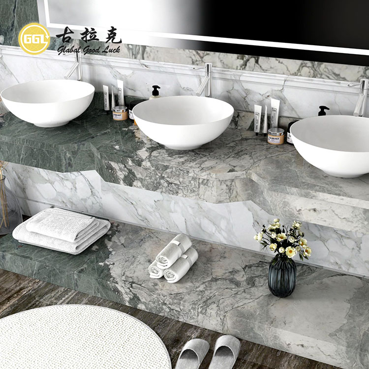 China Four Season Green Marble Slab Stone for Bathroom Wall Floor Sink Countertop Decor