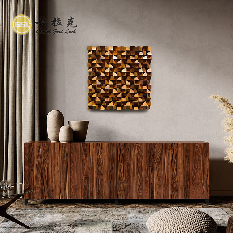 3D Square Nature Wood Wall Mosaic Decor Background Wall Mosaic